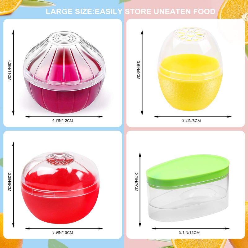 AYCCNH Fruit and Vegetable Storage Containers for Fridge 4 Piece Set, Onion, Lemon, Tomato and Avocado Saver/Holder/Keeper - Image 4